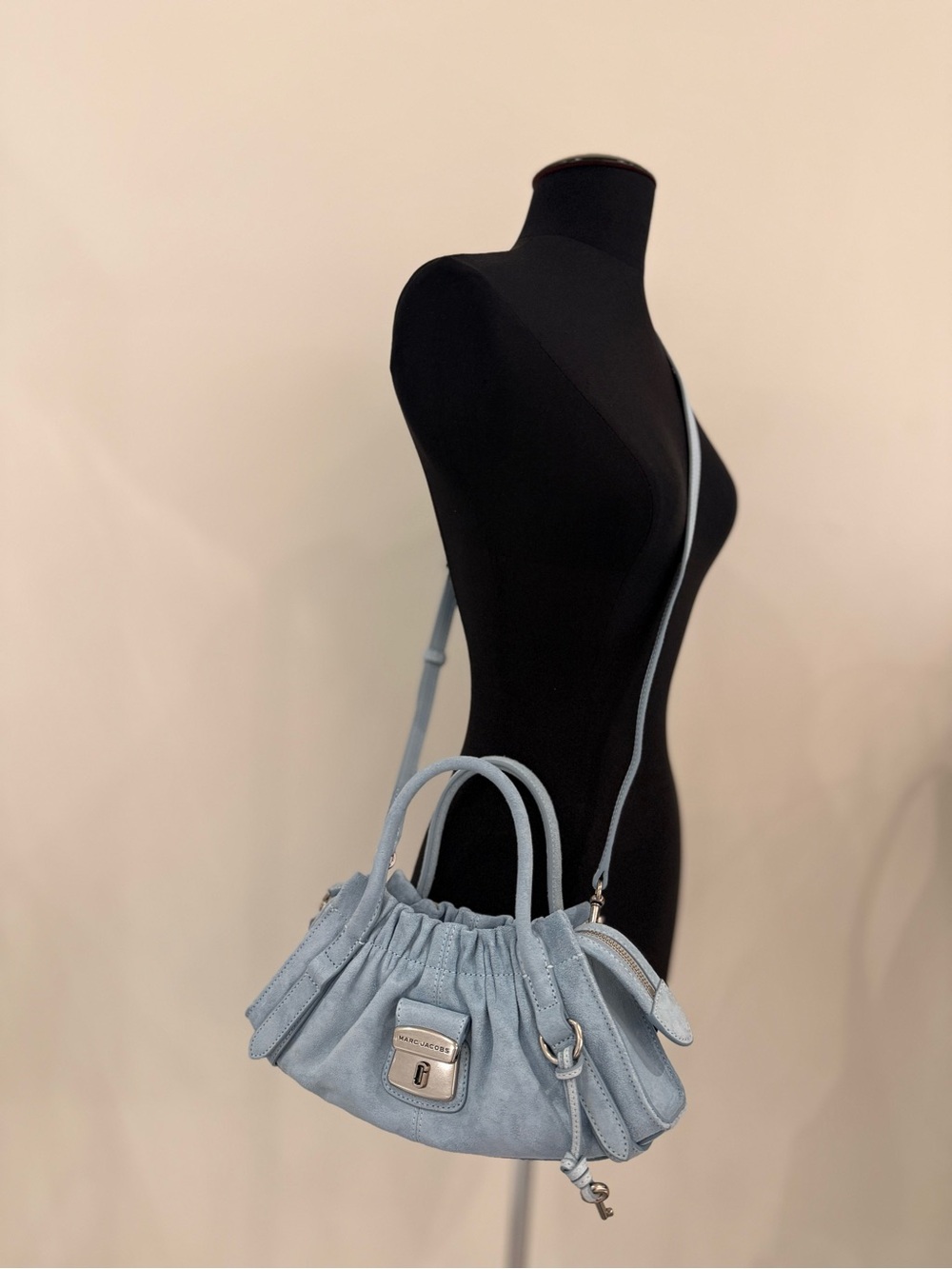 NWT Marc Jacobs THE SUEDE CRISTINA SMALL SATCHEL- blue mist